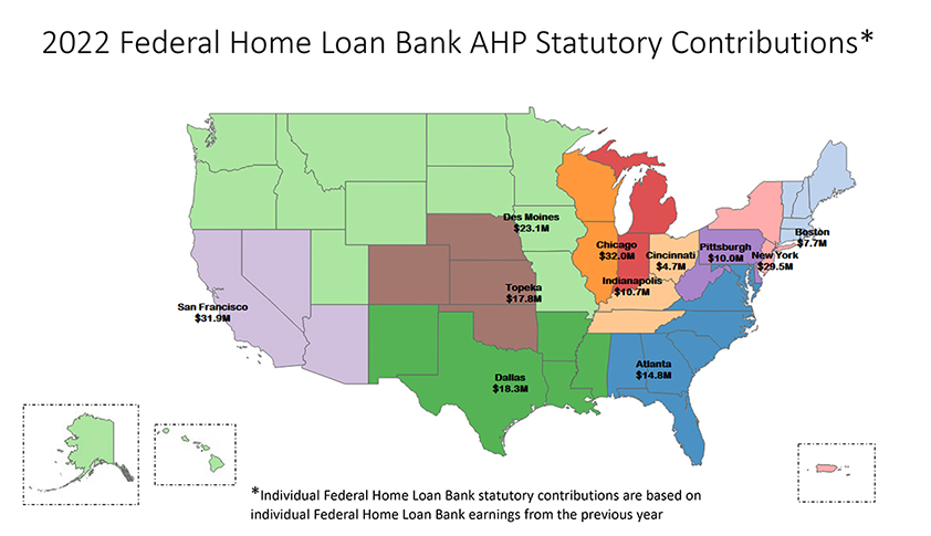 2022 Federal Home Loan Bank AHP Statutory Contributions Map