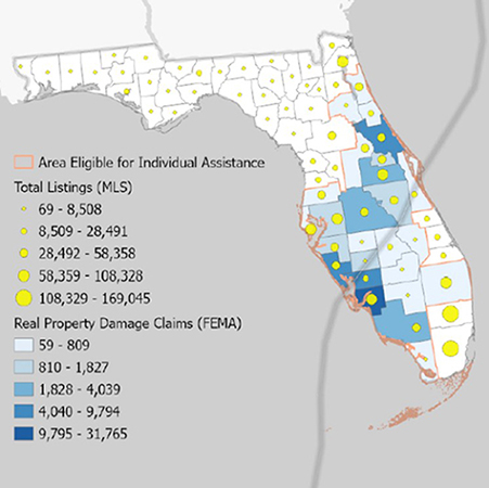 Figure 1: Hurricane Ian’s path through Florida in 2022