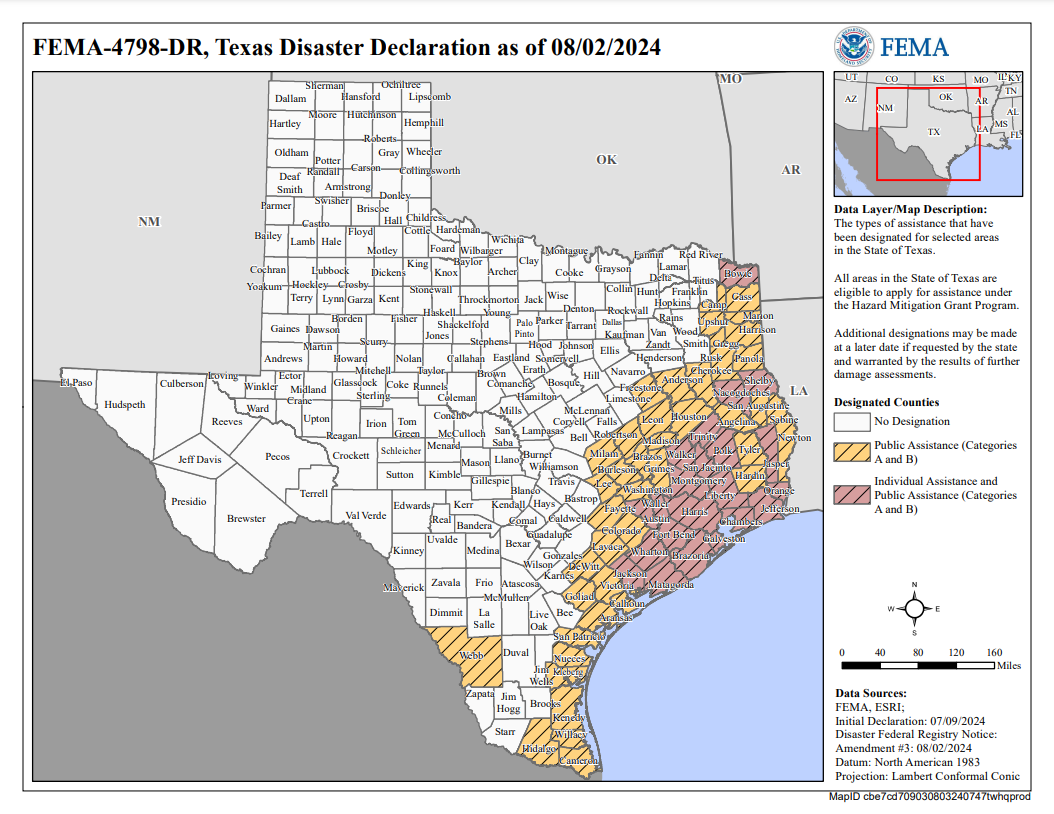 Figure 2: Texas Disaster Declaration for Hurricane Beryl